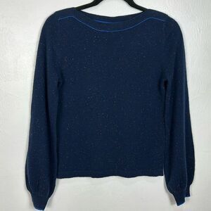 Margaret O'Leary Cashmere Speckled Pullover Sweater In Navy Blue Size S